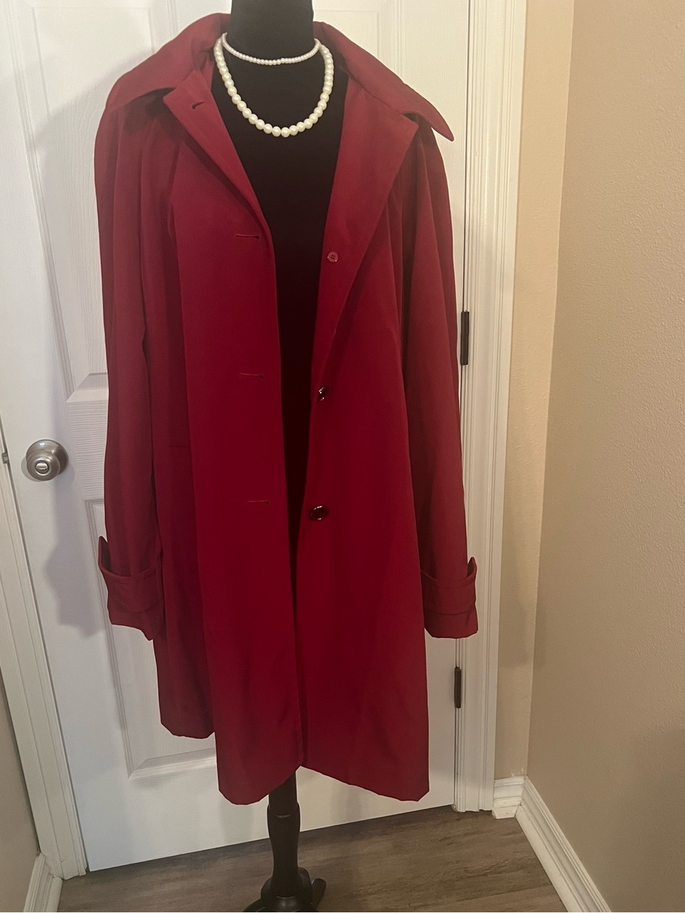 Calvin Klein Women's Red Button-Front Over Coat - Picture 6 of 6